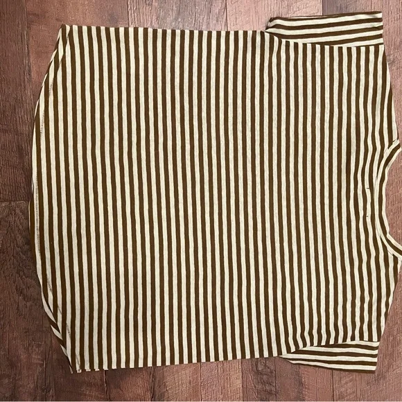 Madewell Brown and Green Striped Tee - Picture 3 of 5